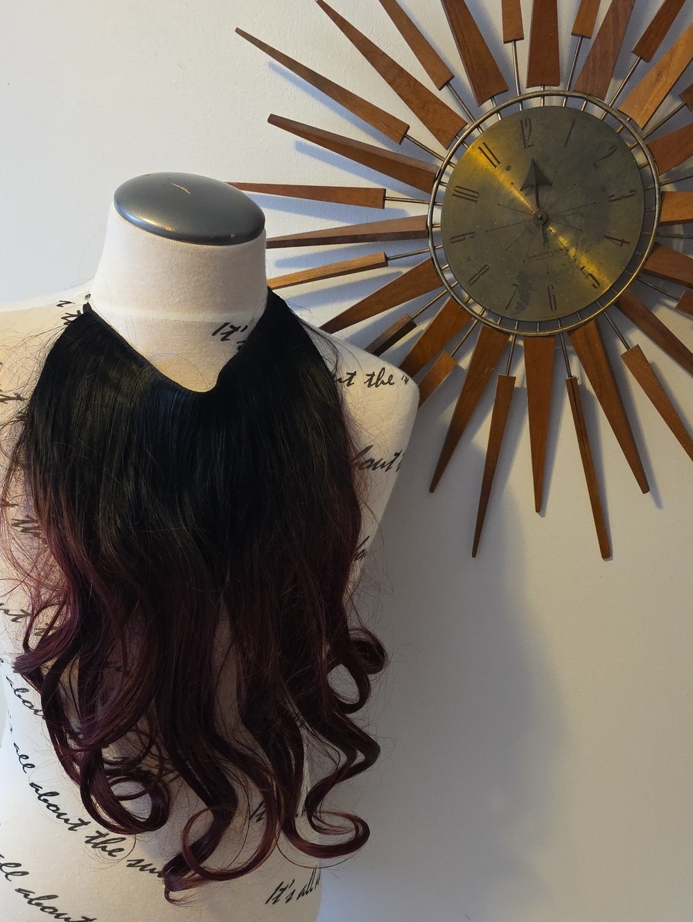 Halo Long Black to Burgundy Ombre Hair Extensions - Women Hair